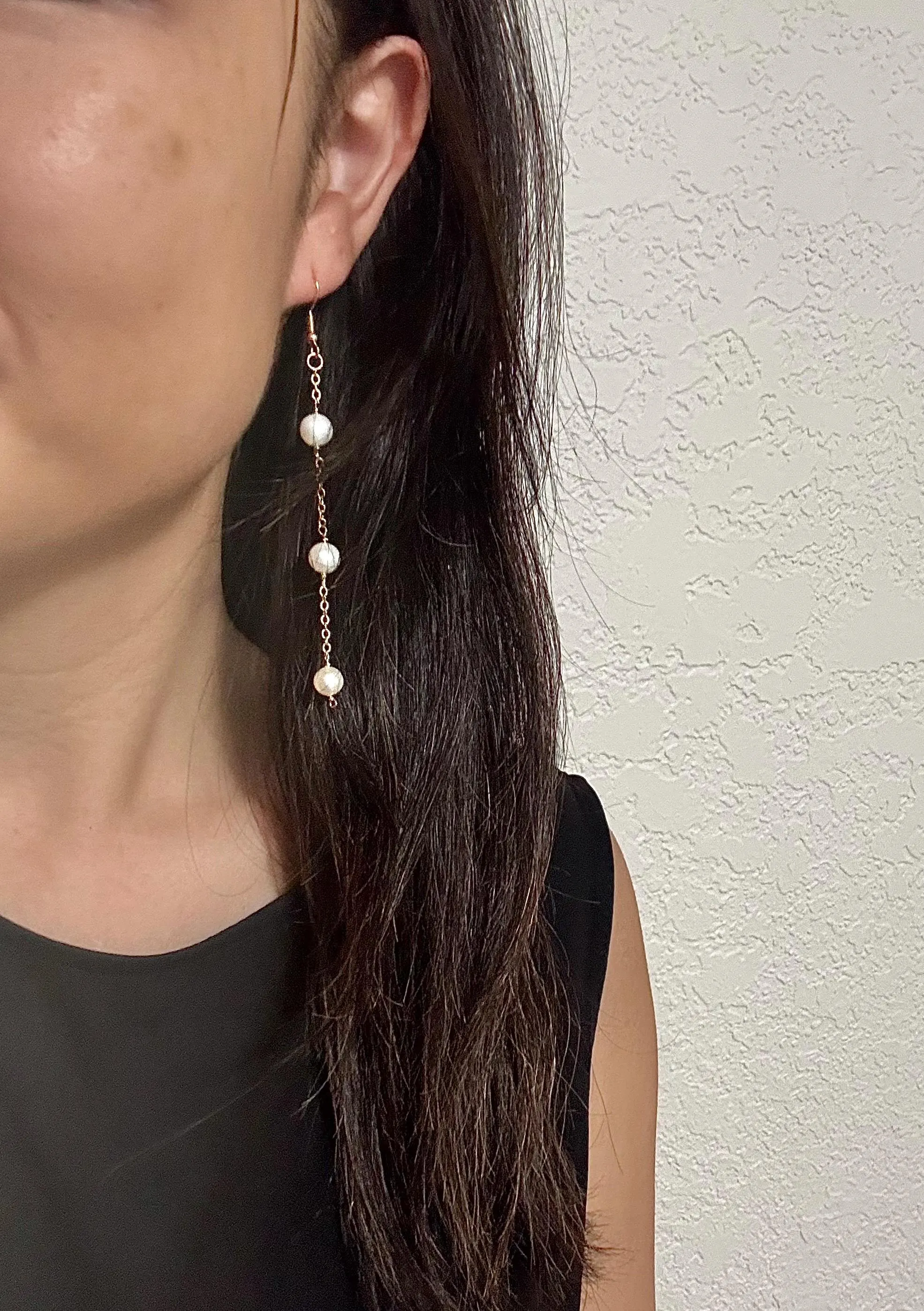 Triple Pearl Drop Earrings