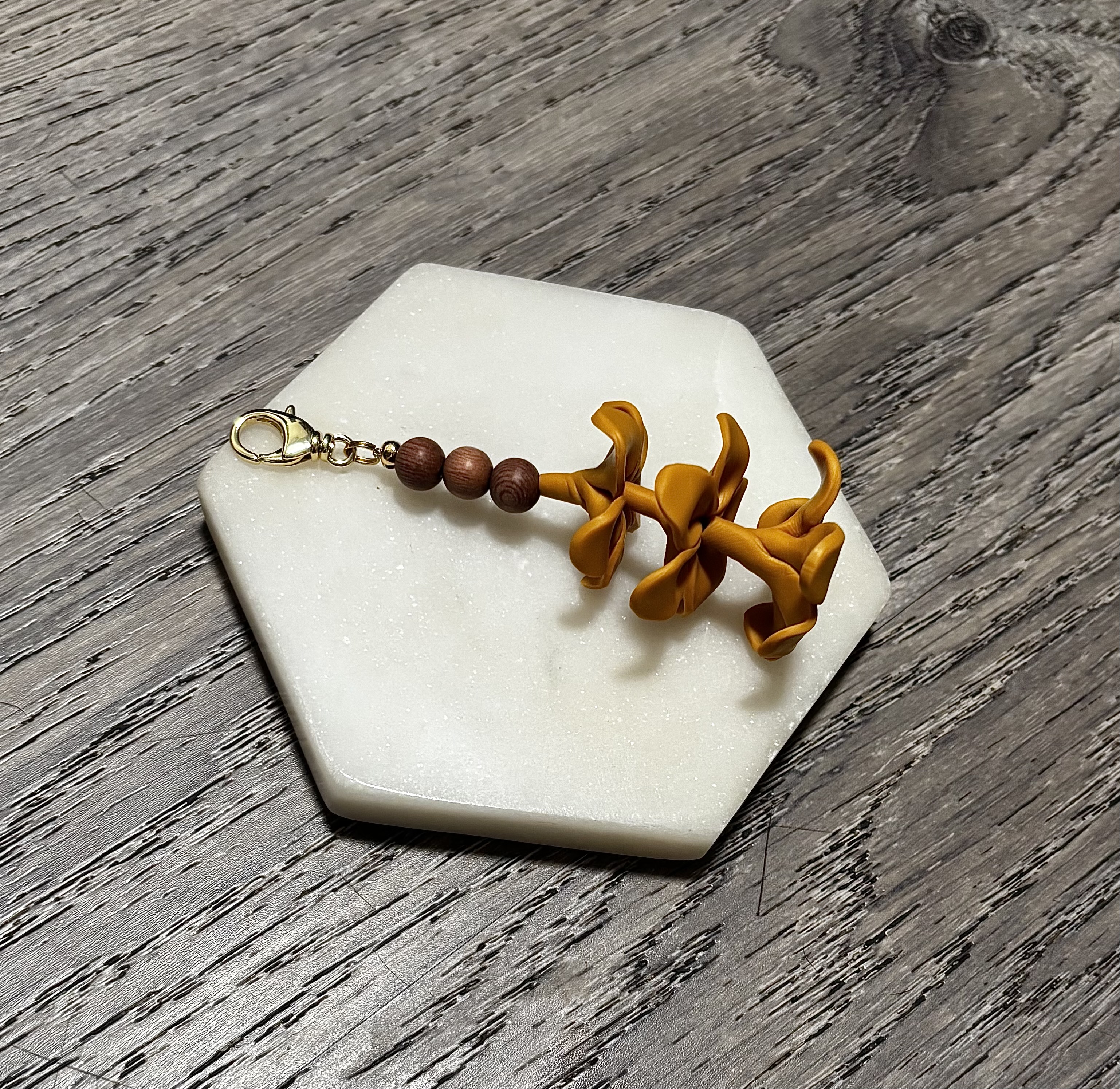 Handmade Orange Puakenikeni Keychain