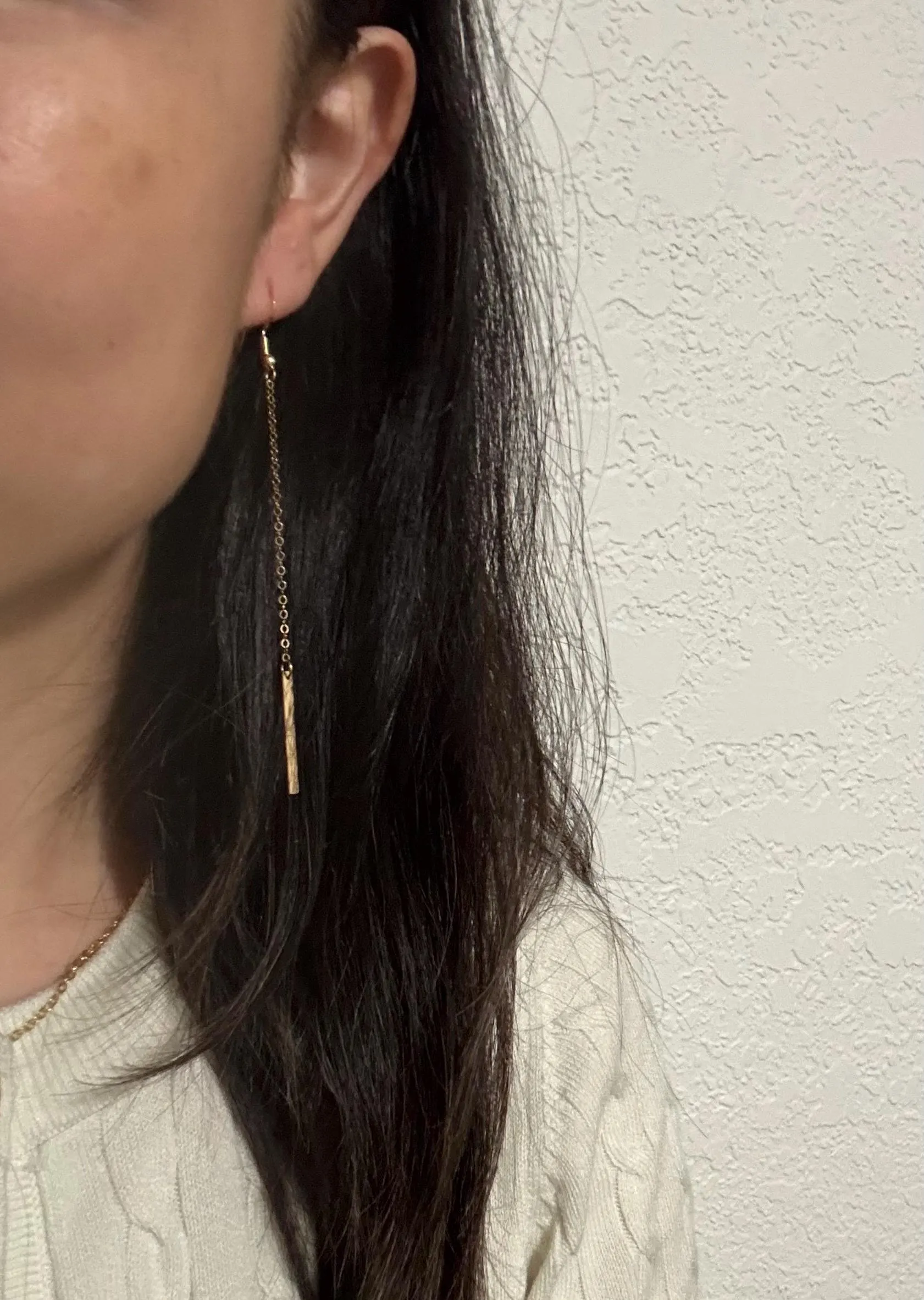 Gold Bar Chain Earring