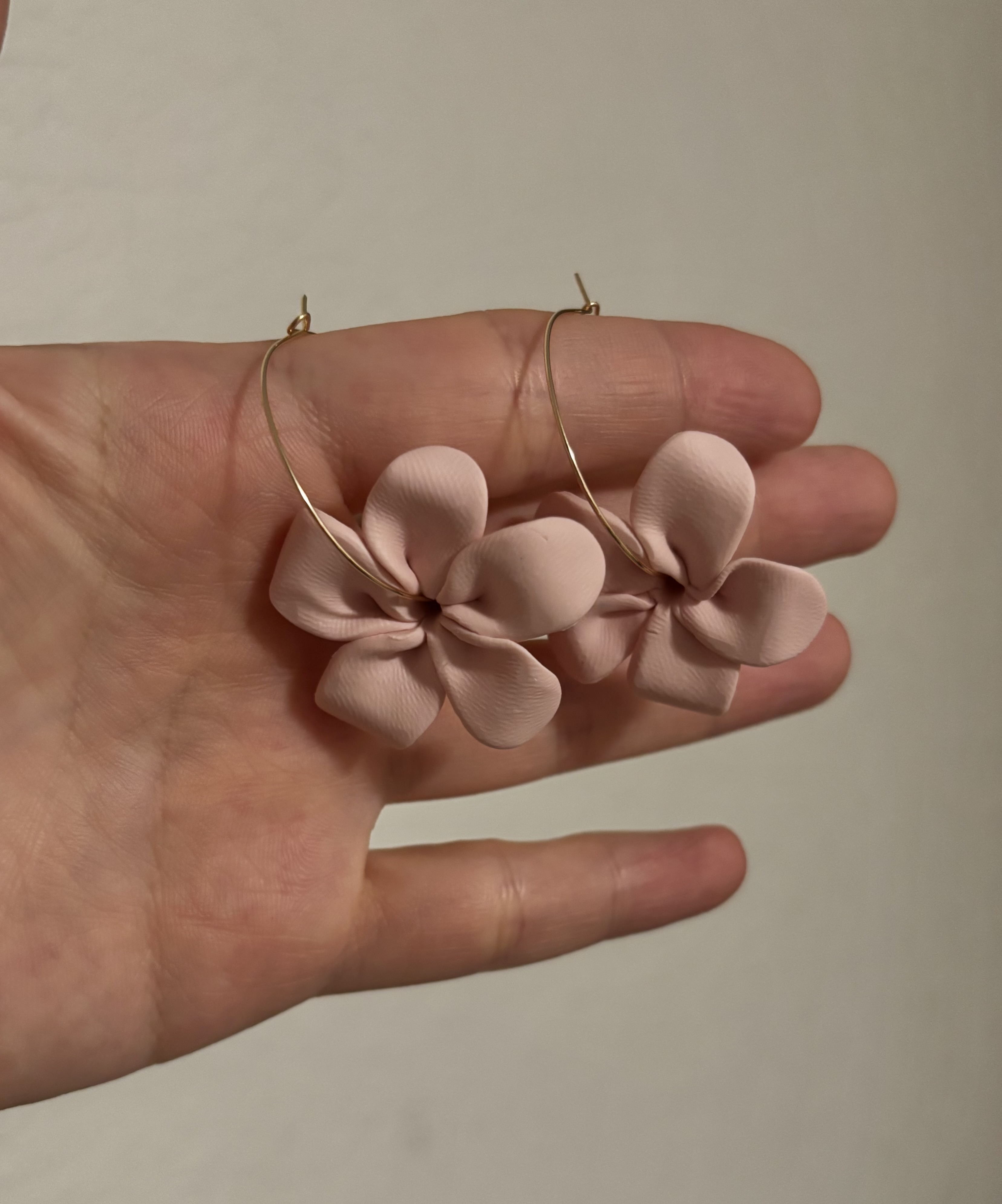 Handmade Pink Puakenikeni Hoop Earrings