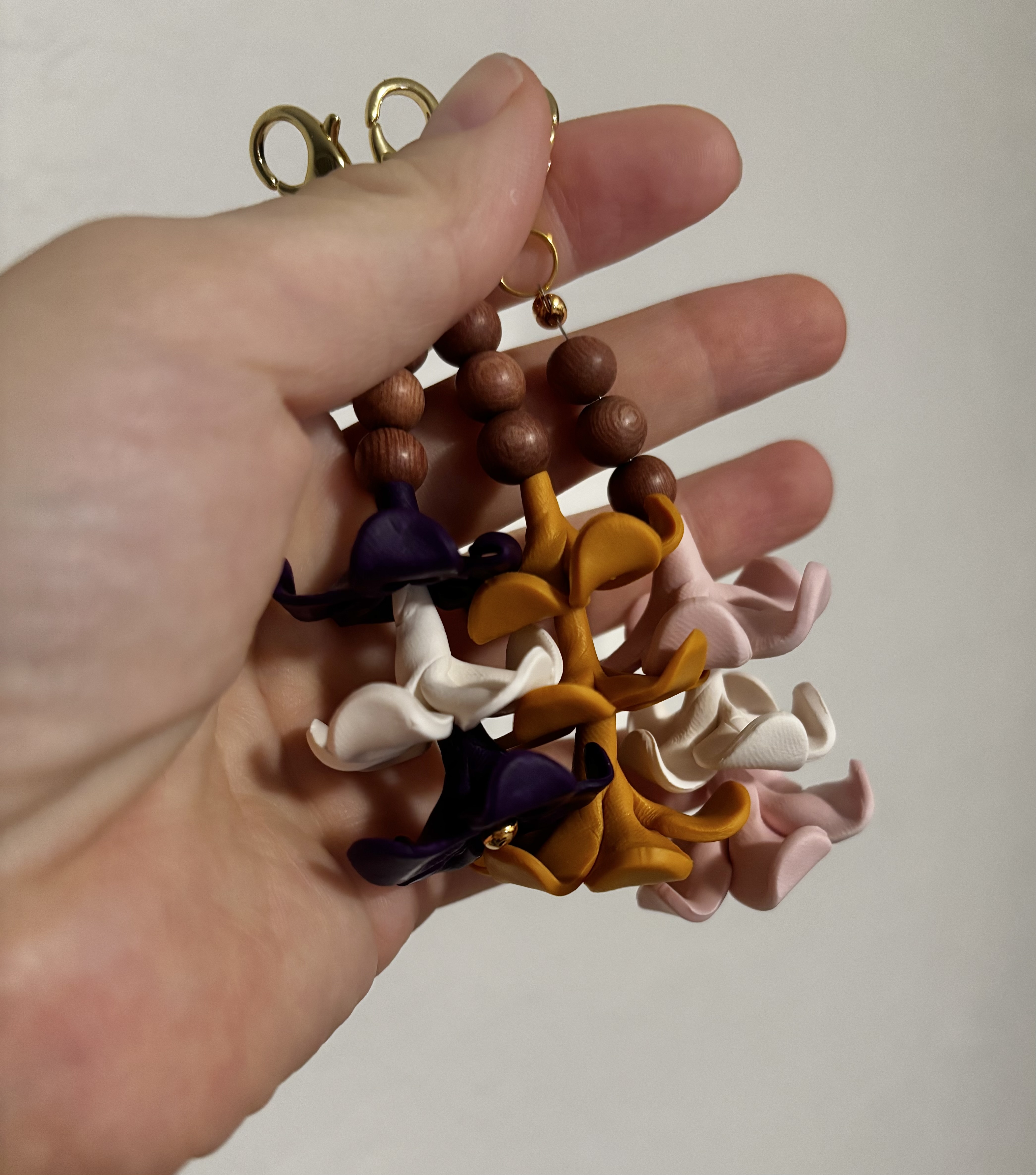 Handcrafted Pink & White Puakenikeni Keychain