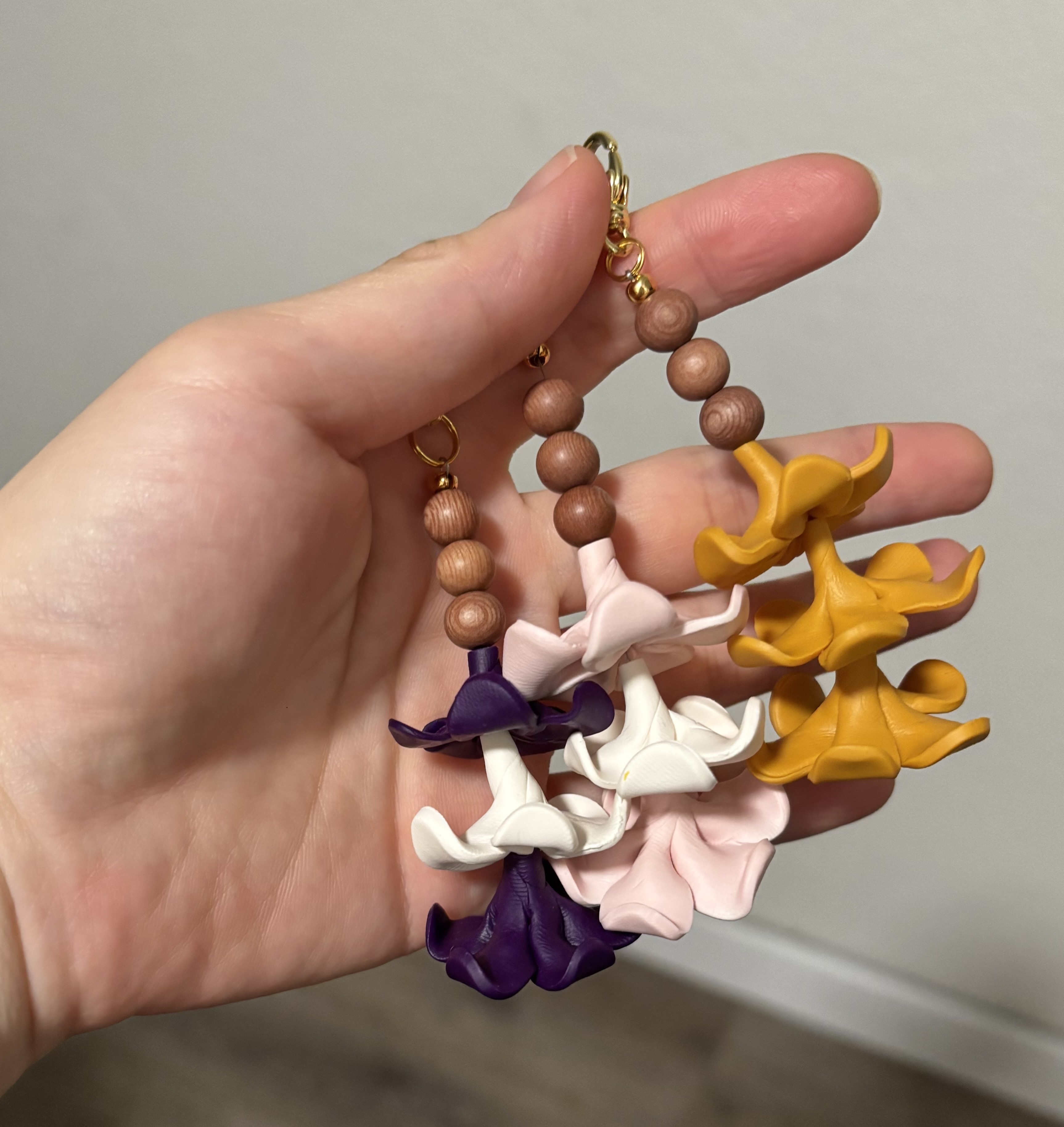 Handmade Orange Puakenikeni Keychain