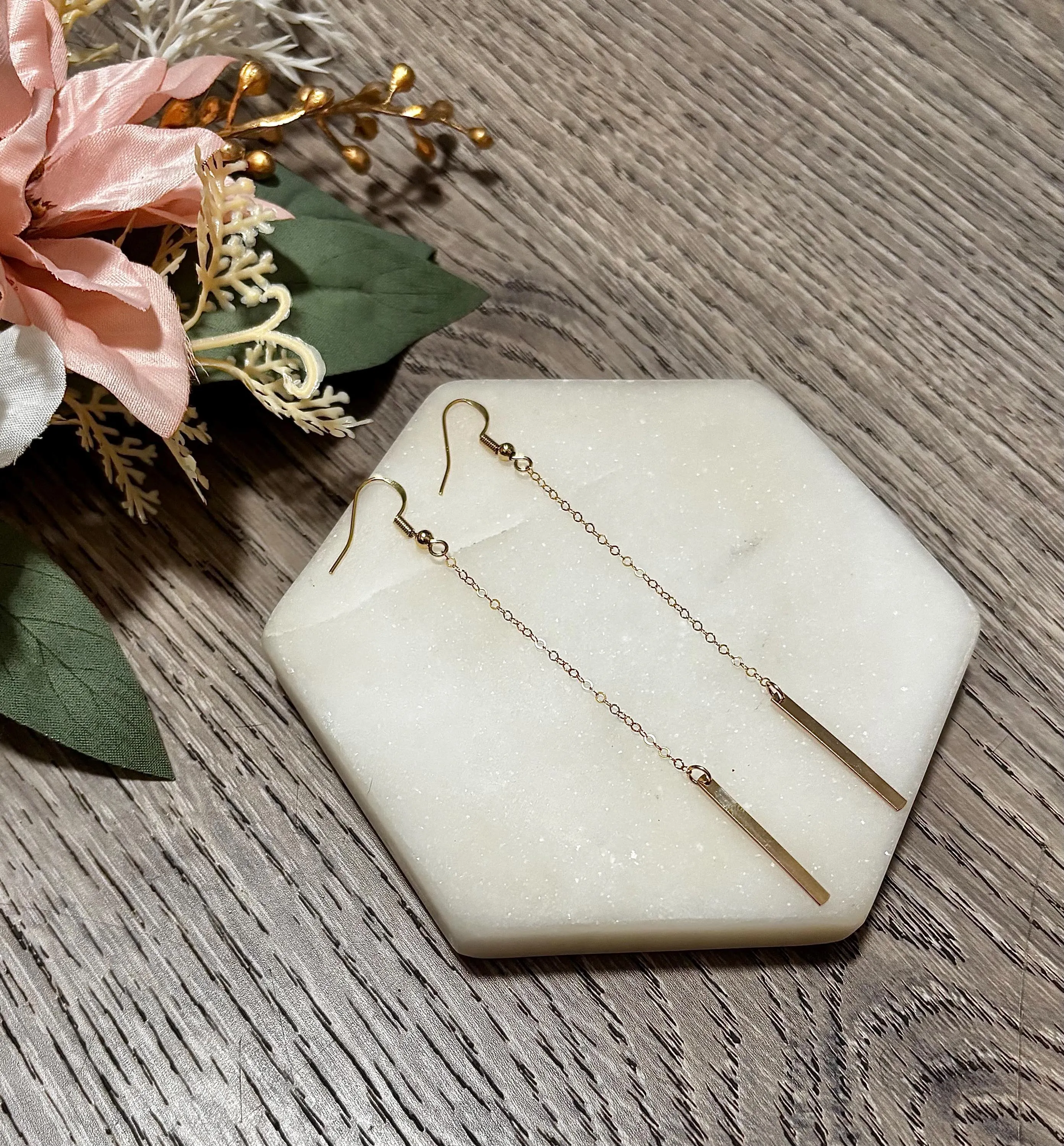 Gold Bar Chain Earring