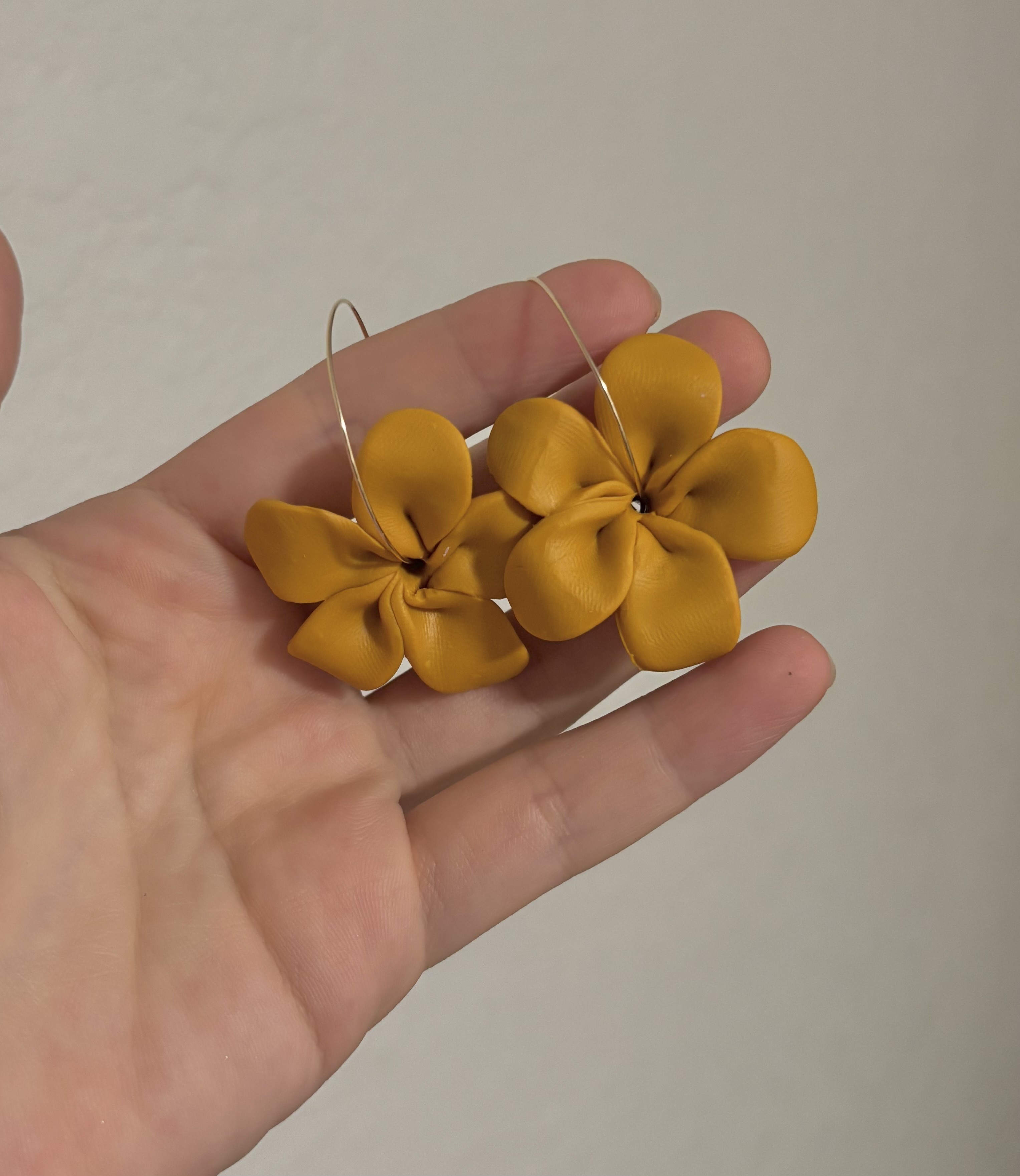 Handmade Yellow Puakenikeni Hoop Earrings