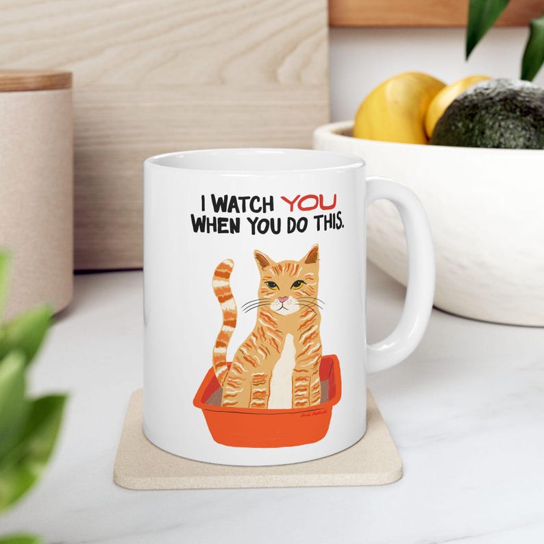 Funny Cat Mug, Snarky Cat in Litter Box, Cat Person Humor Gift