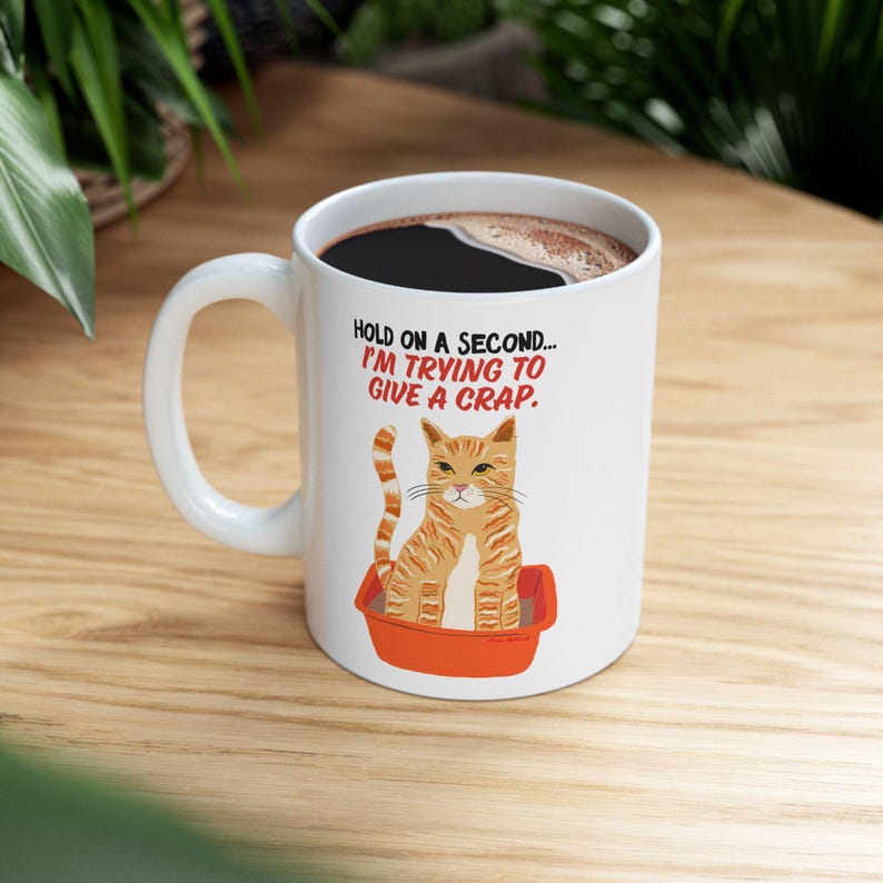 Funny Cat Mug, Introvert Gift, Trying to Give a Crap