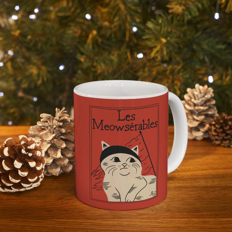 Les Meowserables Mug | Bookish Cat Pun, Classic Literature Pun With Cats, Book Lover Mug Book Mug, Bookish Gifts, Victor Hugo Les Miserables