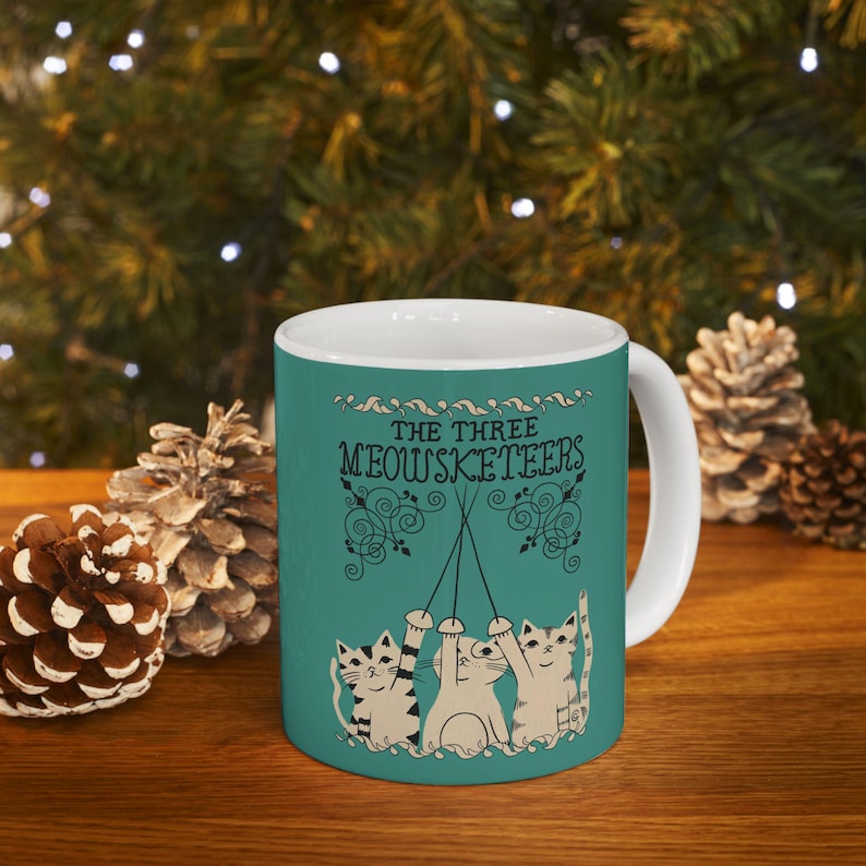 The Three Meowsketeers Mug | Bookish Cat Pun, Classic Literature Pun With Cats, Book Lover Mug Book Mug, Bookish Gifts, The Three Musketeers