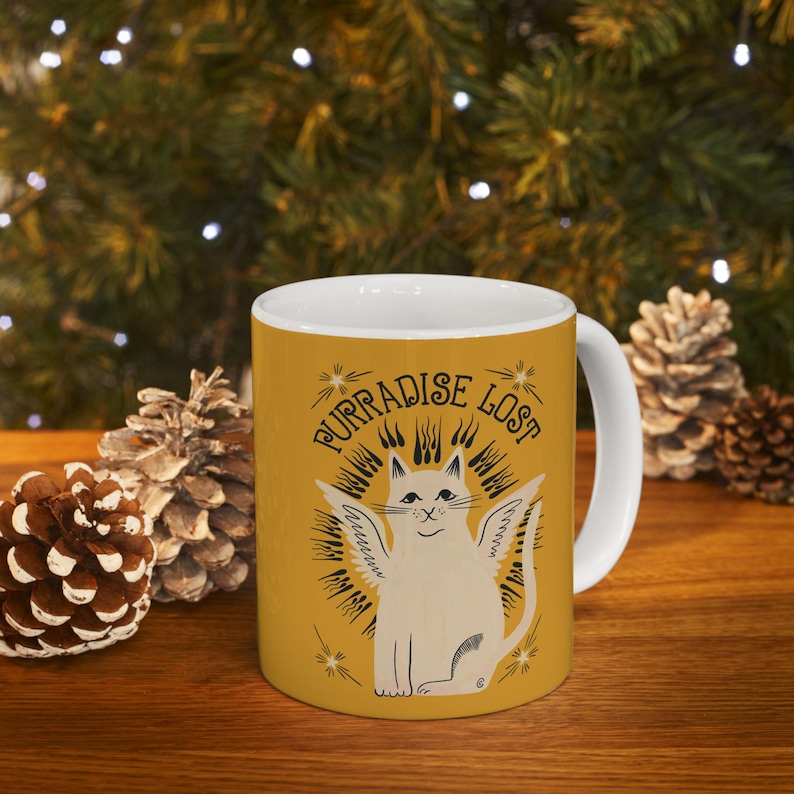 Purradise Lost Mug | Bookish Cat Pun, Classic Literature Pun With Cats, Book Lover Mug, Book Mug, Bookish Gifts, Milton Poem Paradise Lost