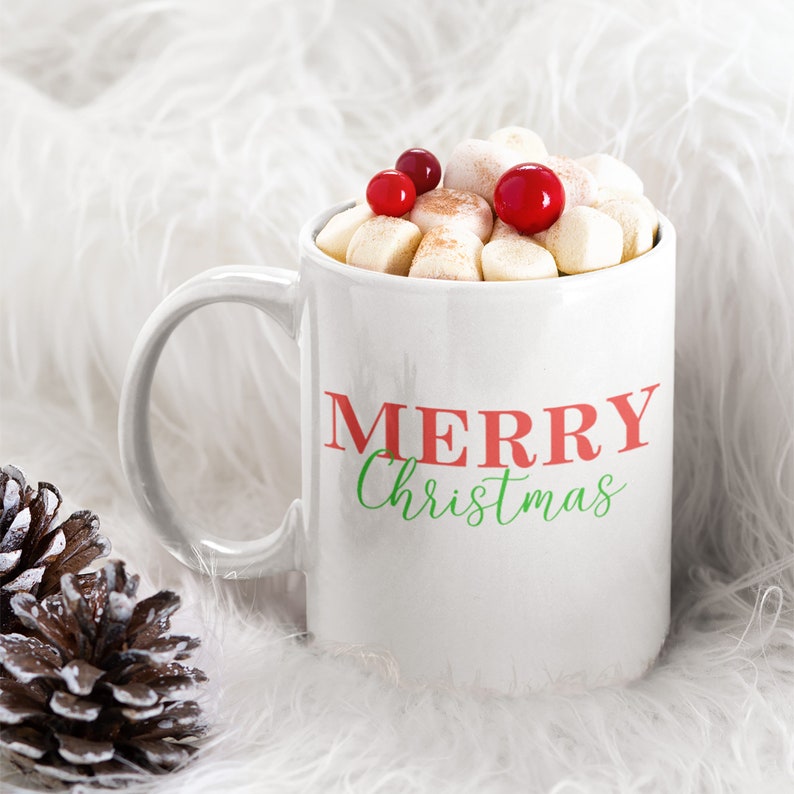 Holiday Cheer Merry Christmas Mug, Hot Chocolate Mug, Hot Cocoa Mug, 11oz Mug, 15oz Mug, Holiday Mug, Secret Santa Gift, White Elephant Gift