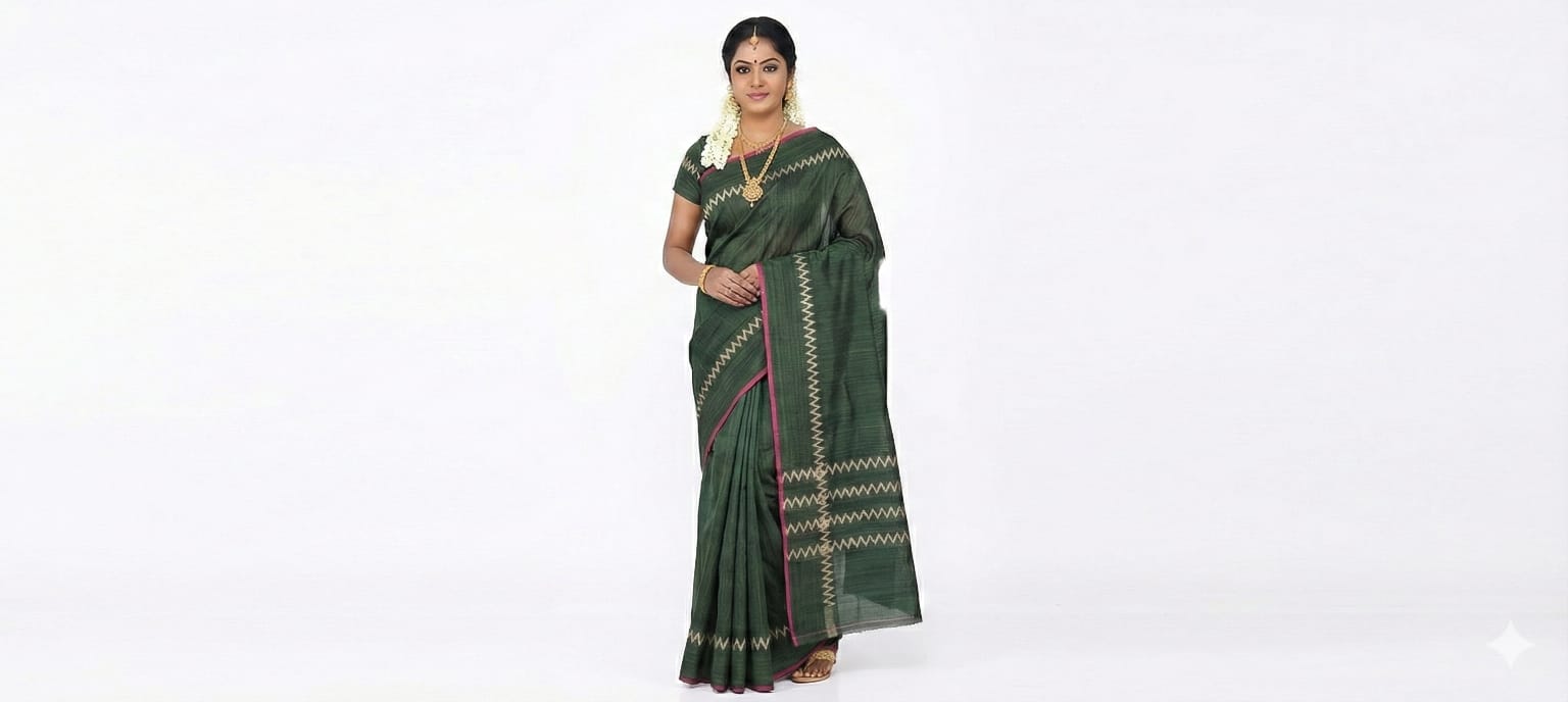 Green Handloom Cotton Saree