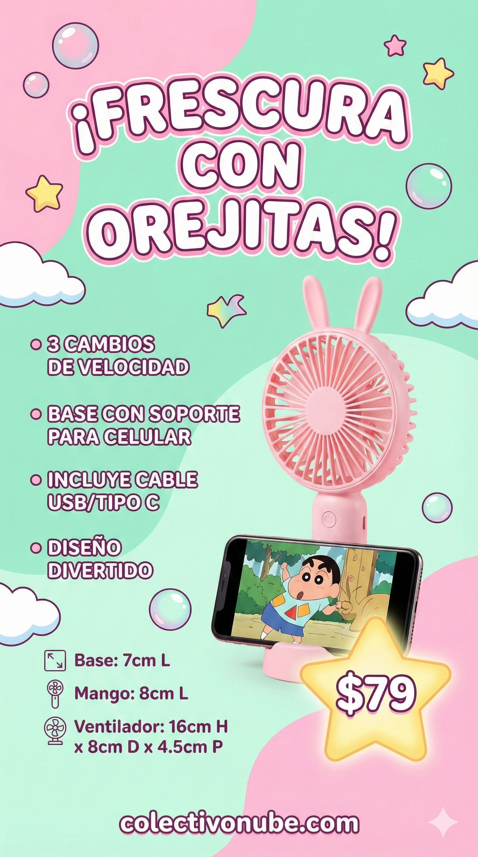 Mini ventilador con orejitas