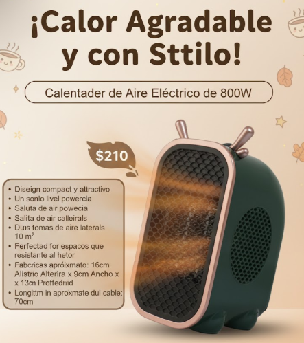 Calentador de Aire Eléctrico 800W