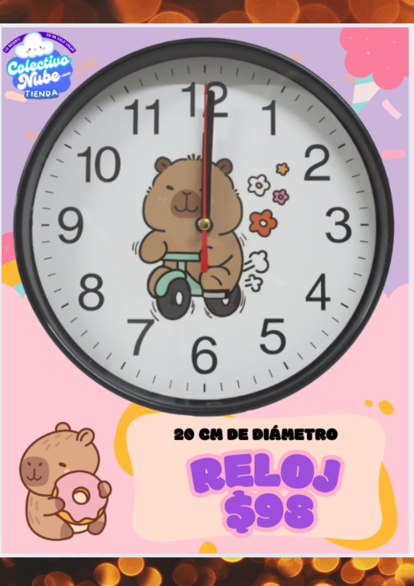 Reloj de pared de oso