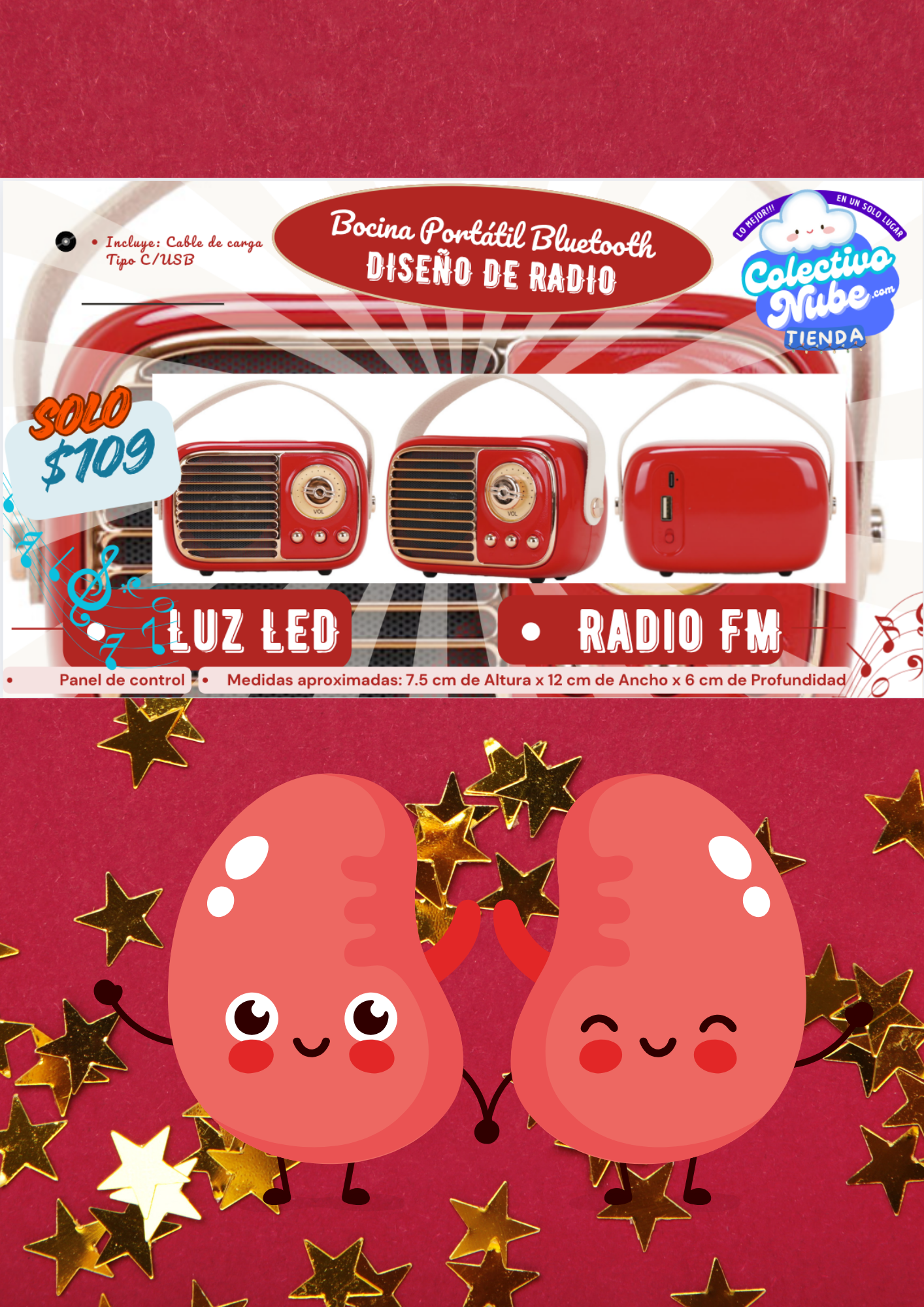 Bocina portátil Bluetooth diseño de radio