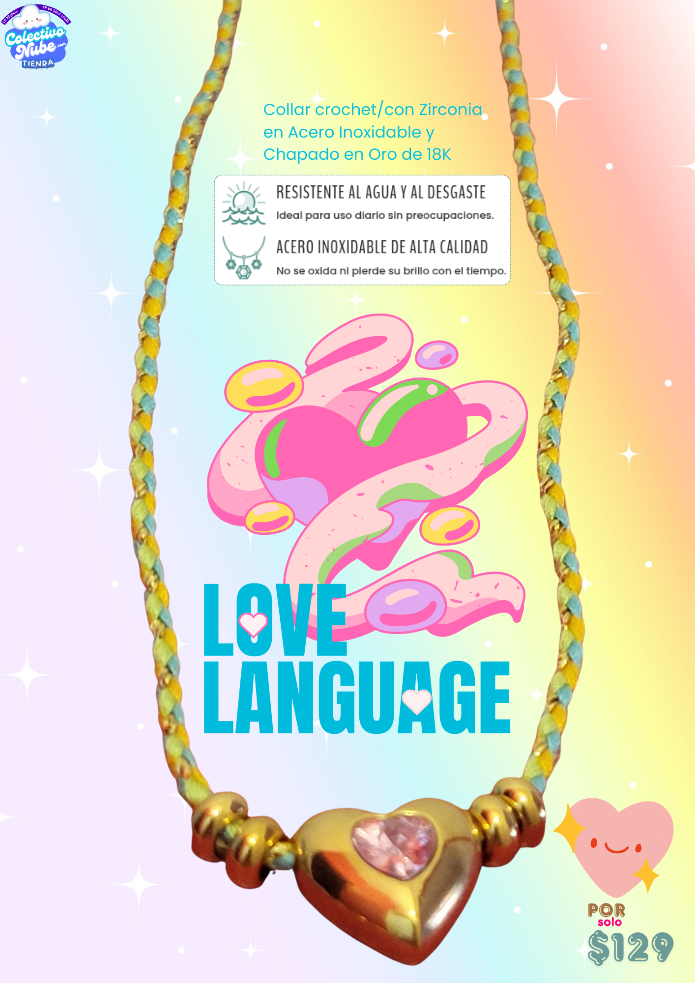 Collar crochet con zirconia