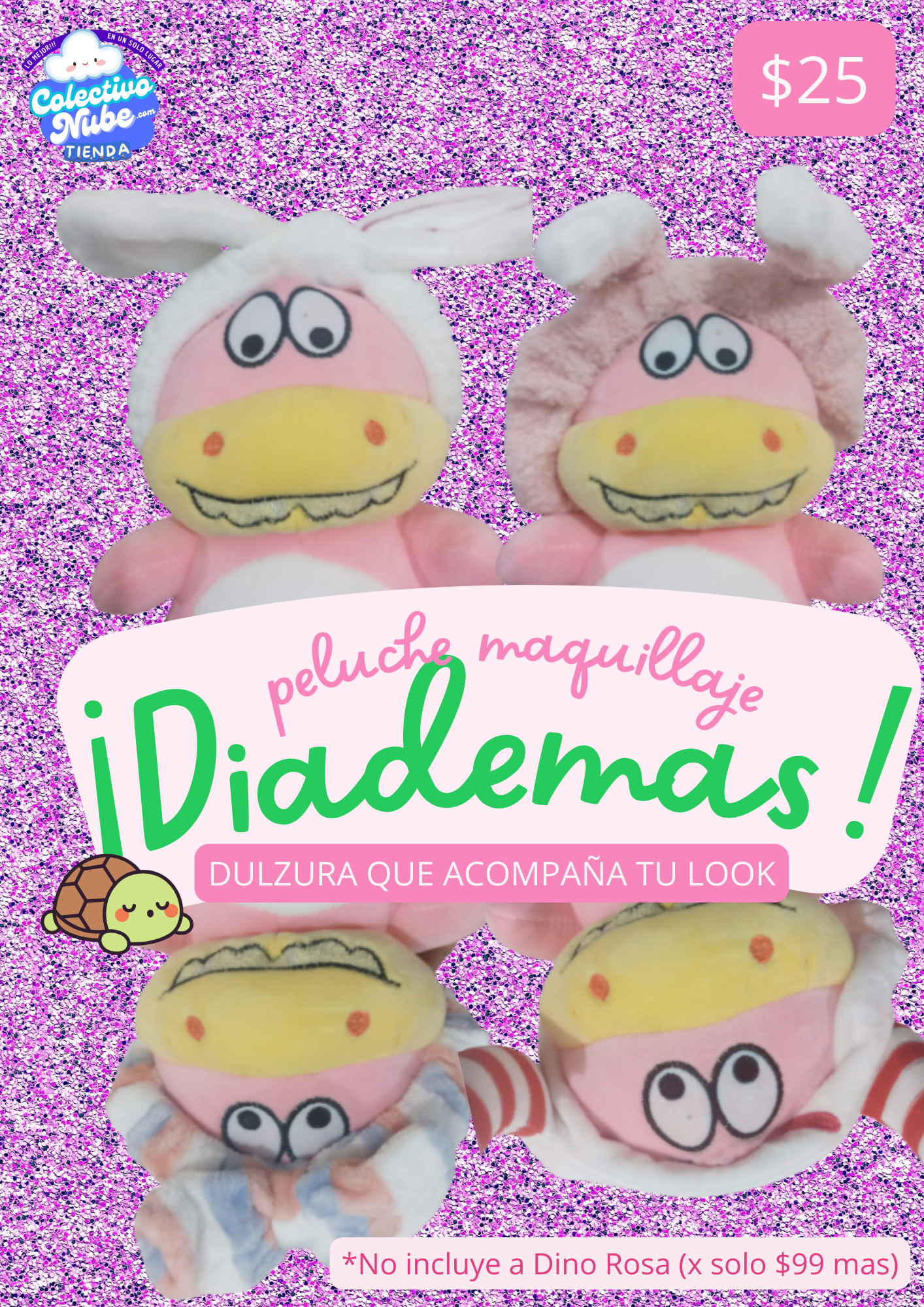 Diademas de peluche Dino
