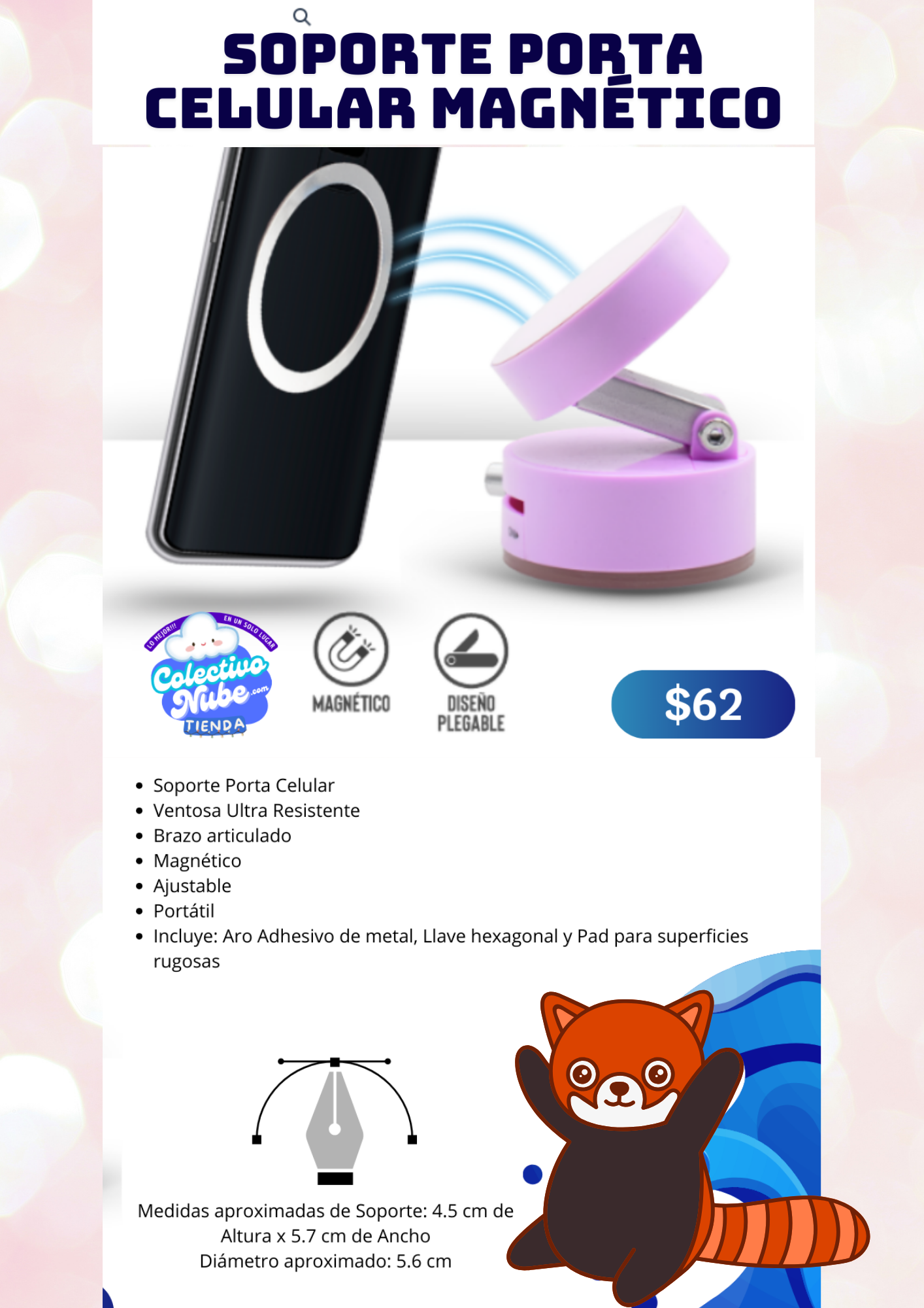 Soporte porta celular magnético