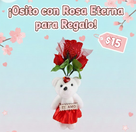 Osito con Rosa Eterna