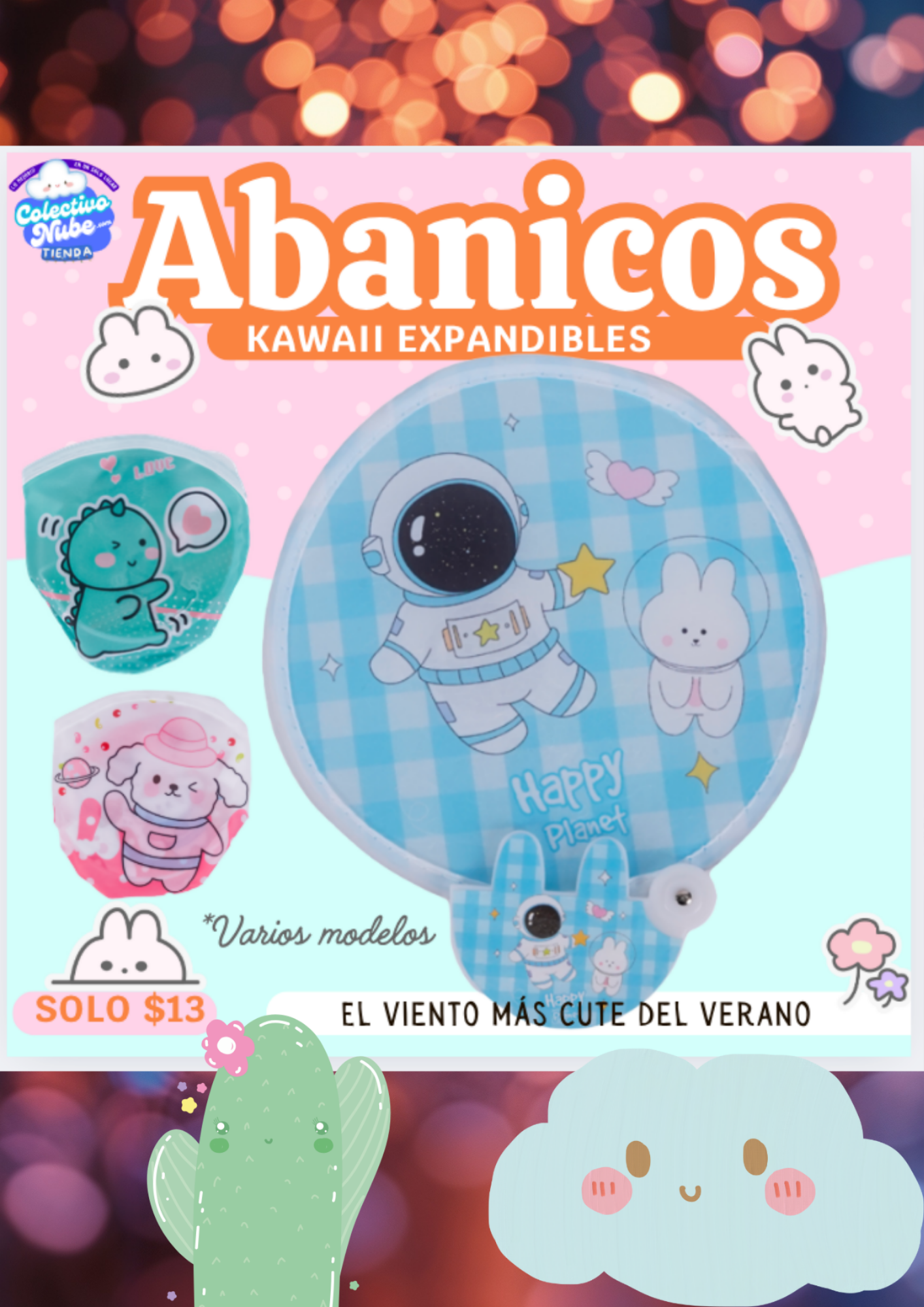 Abanico kawaii expandible