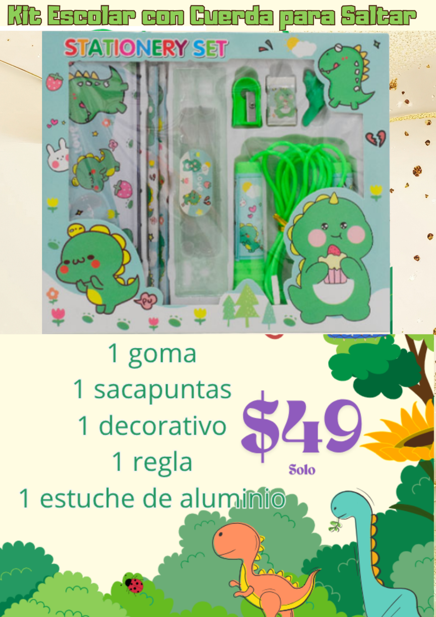 Kit escolar con cuerda para saltar