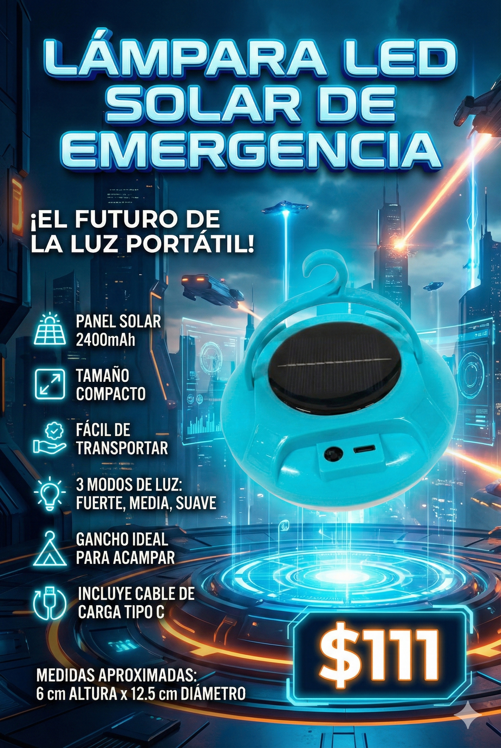 Lámpara LED Solar de Emergencia