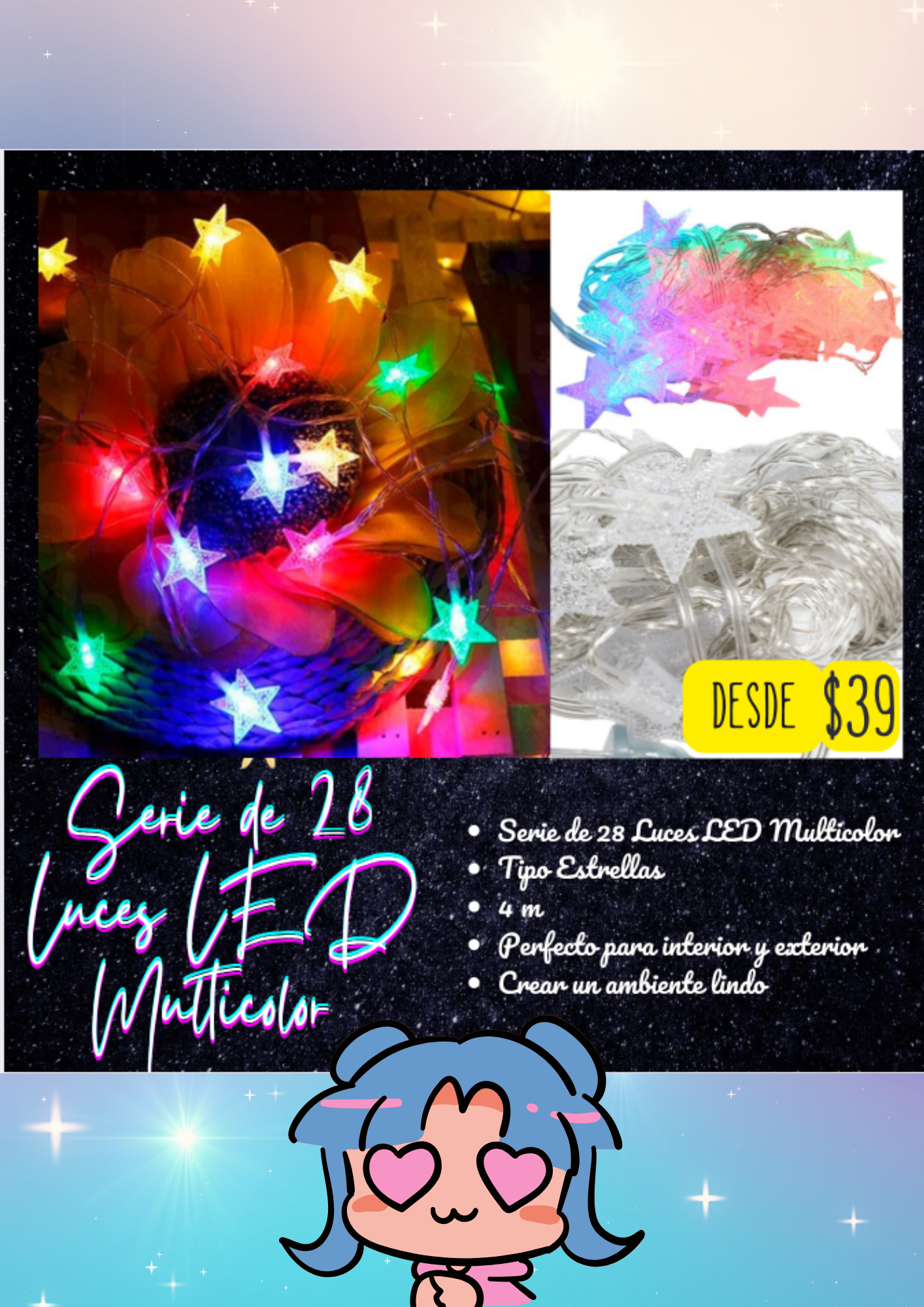 Serie de 28 Luces LED Multicolor