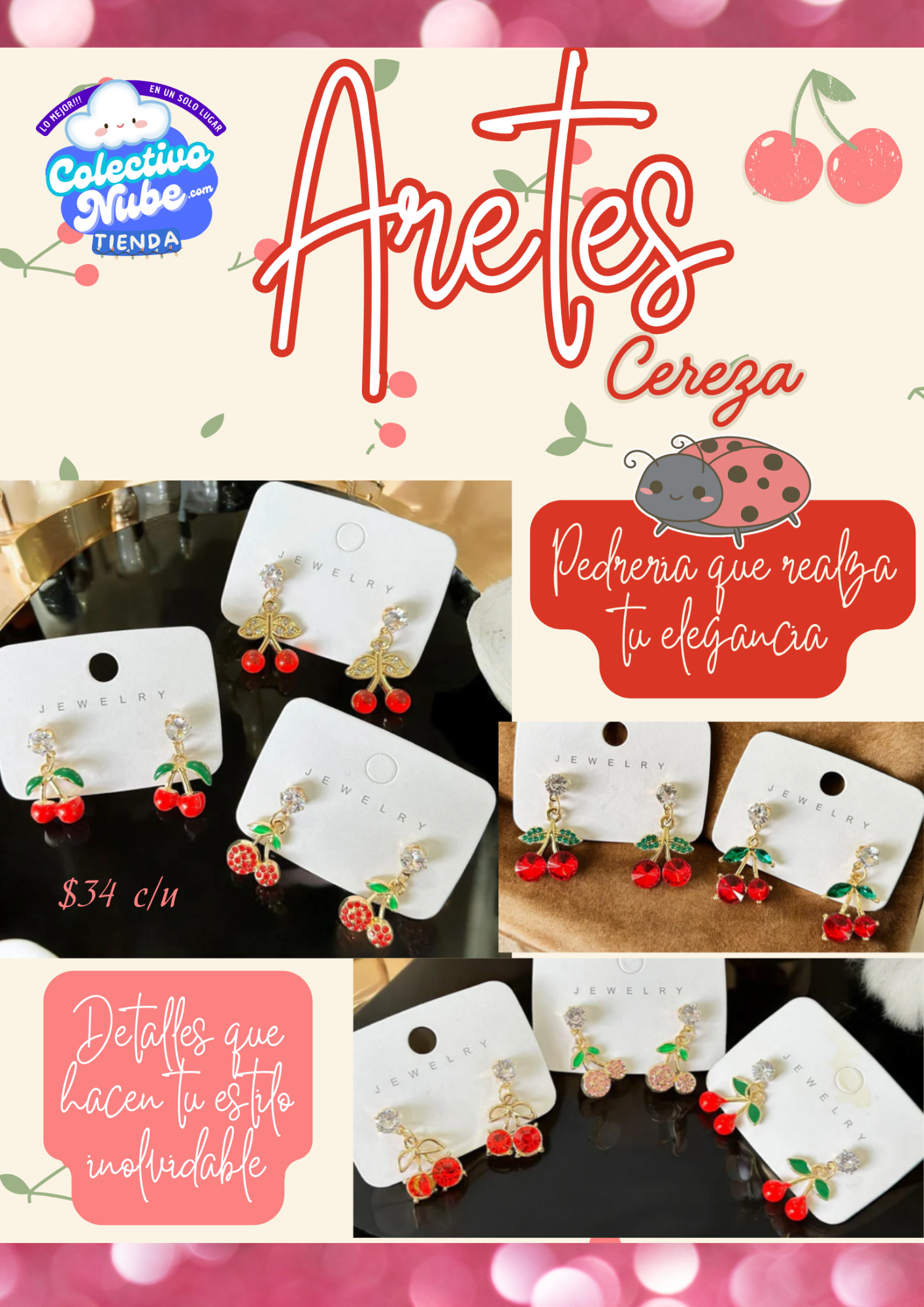 Aretes Cereza
