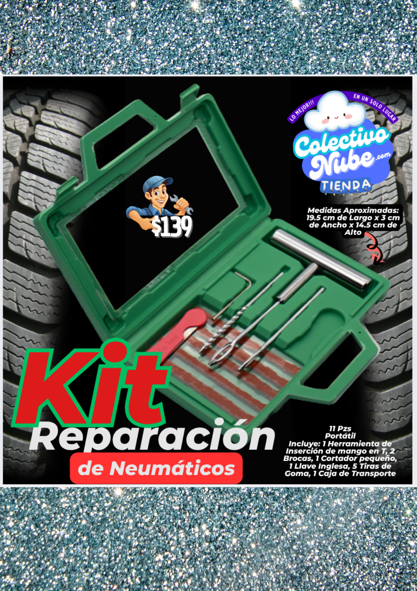Kit reparación de neumáticos
