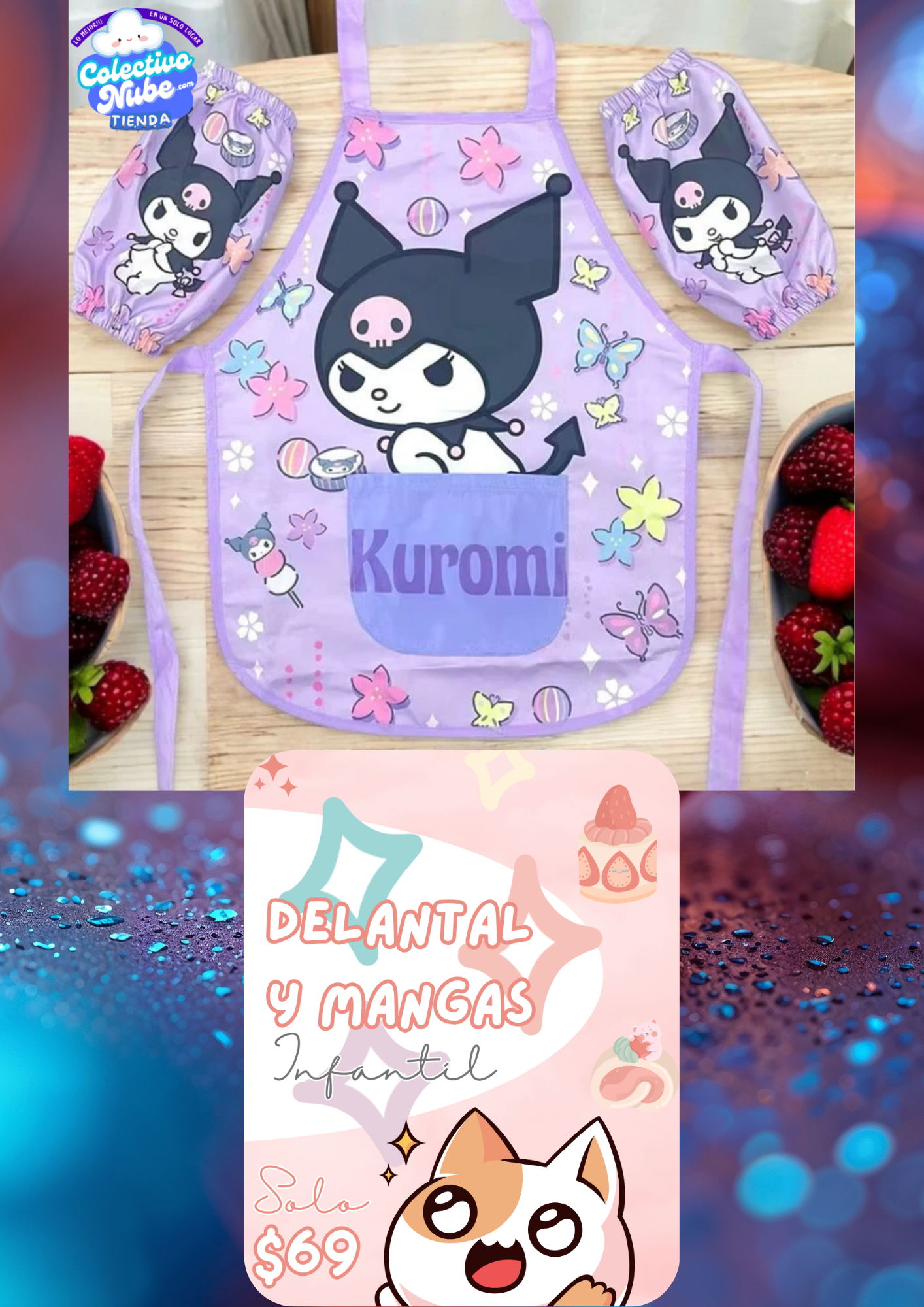 Delantal y mangas infantiles Kuromi