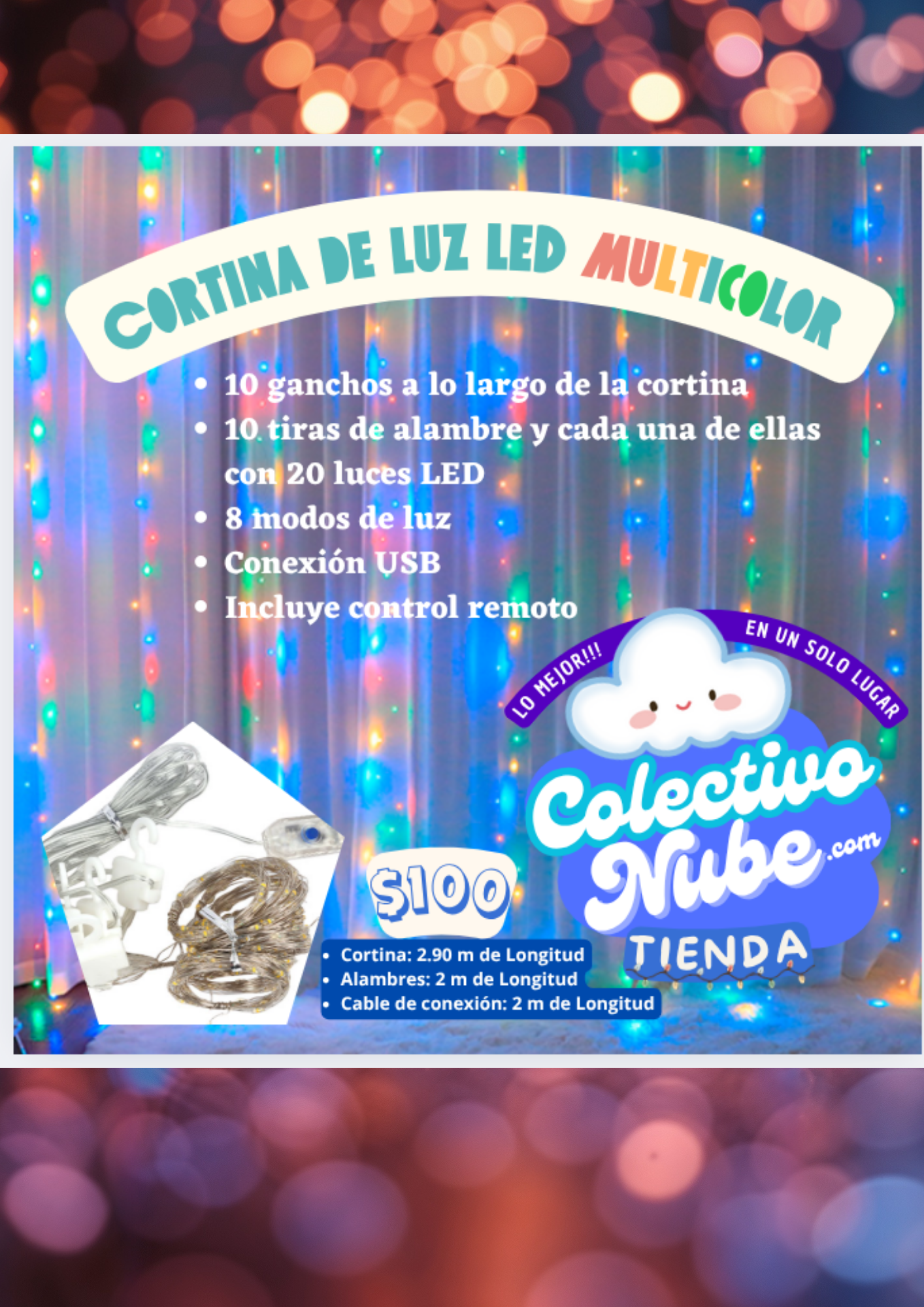 Cortina de luz LED multicolor