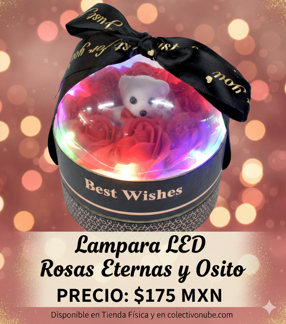 Lámpara LED con Rosas y Osito