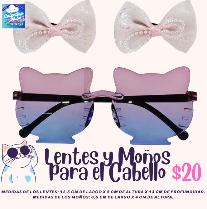 Lentes y moños para el cabello