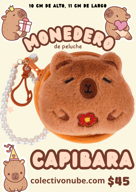 Monedero de peluche capibara