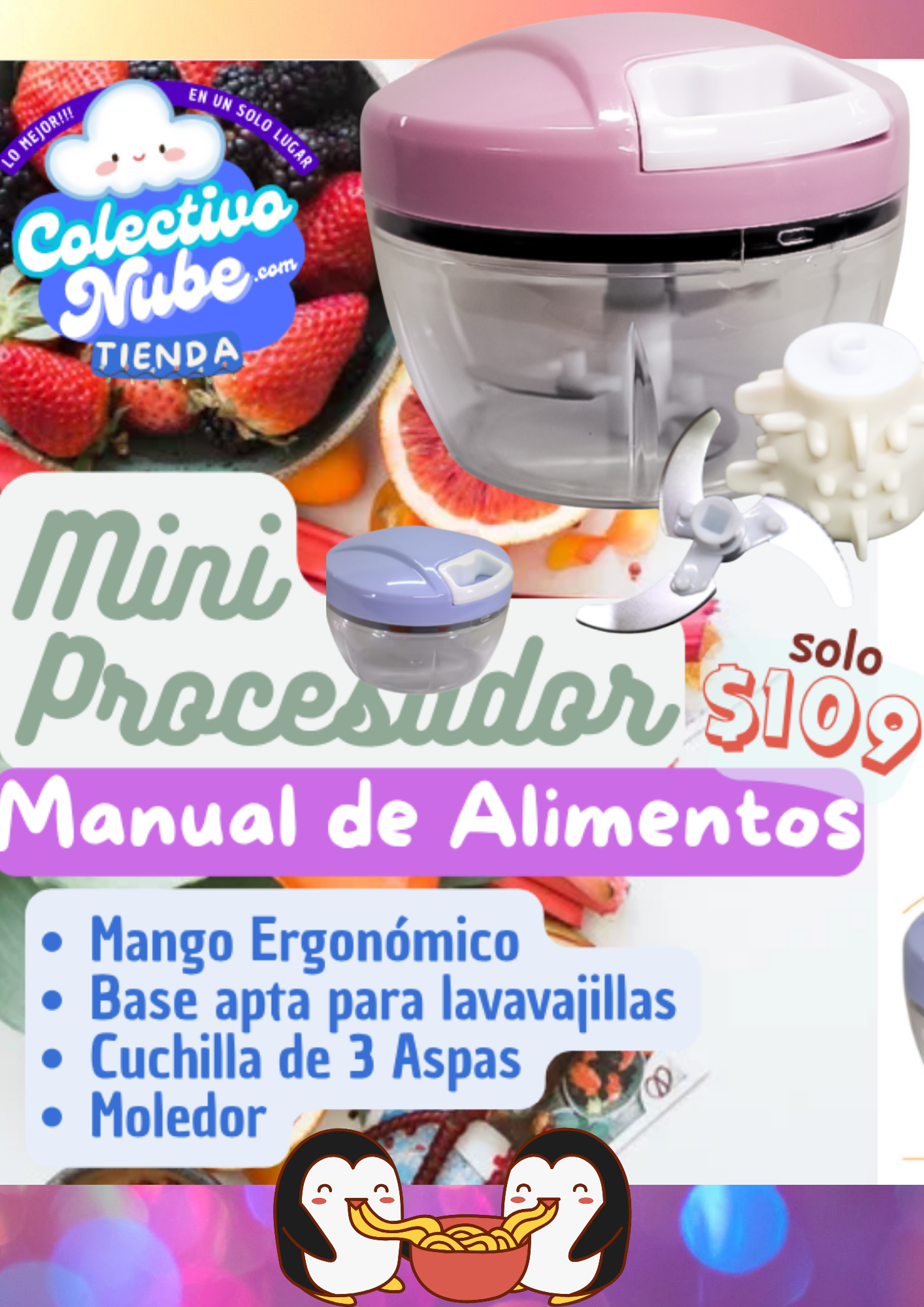 Mini procesador manual de alimentos