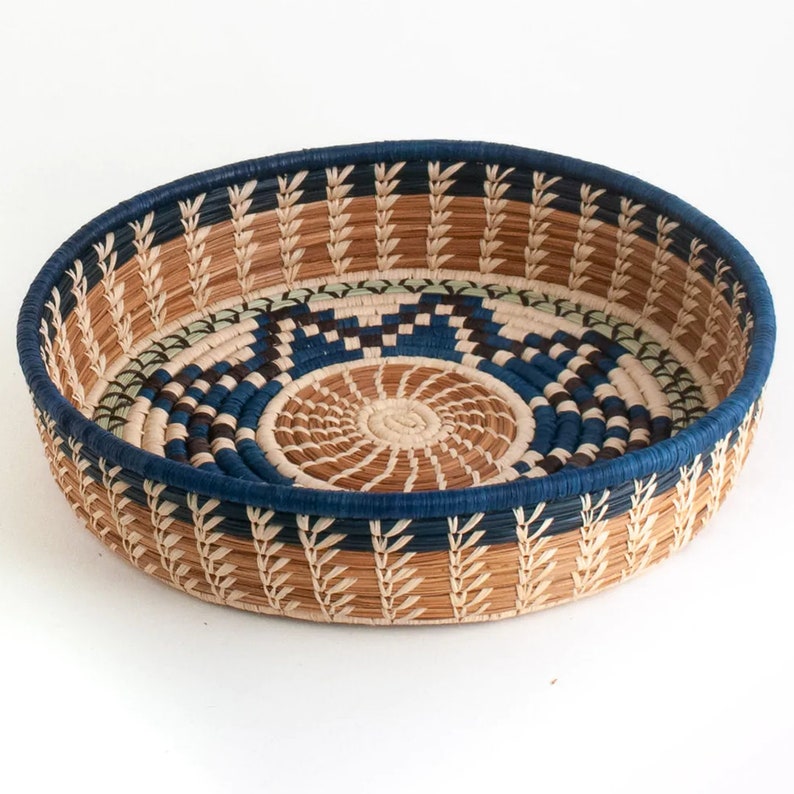 Isabela Star Basket with Navy, Green and Natural Brown Detail
