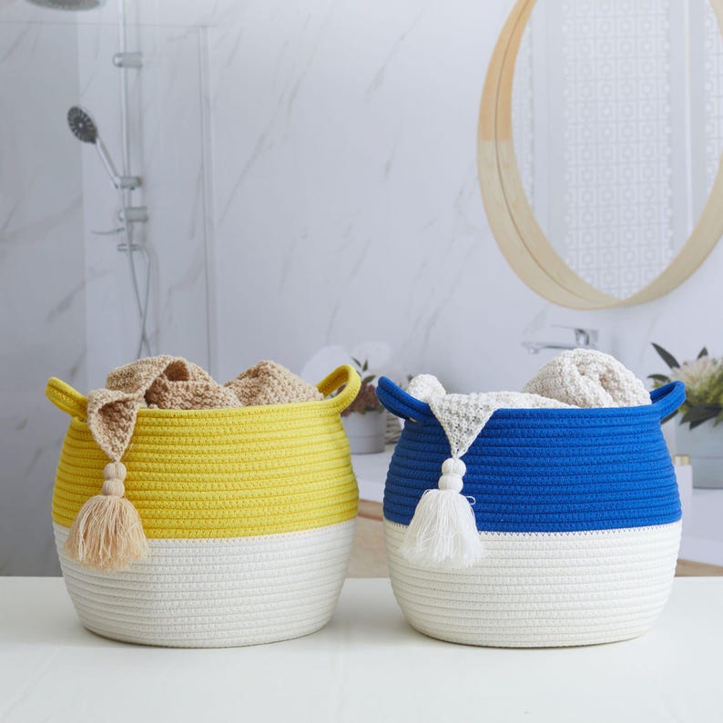 Woven Cotton Rope Storage Basket: Nursery & Living Room Organizer