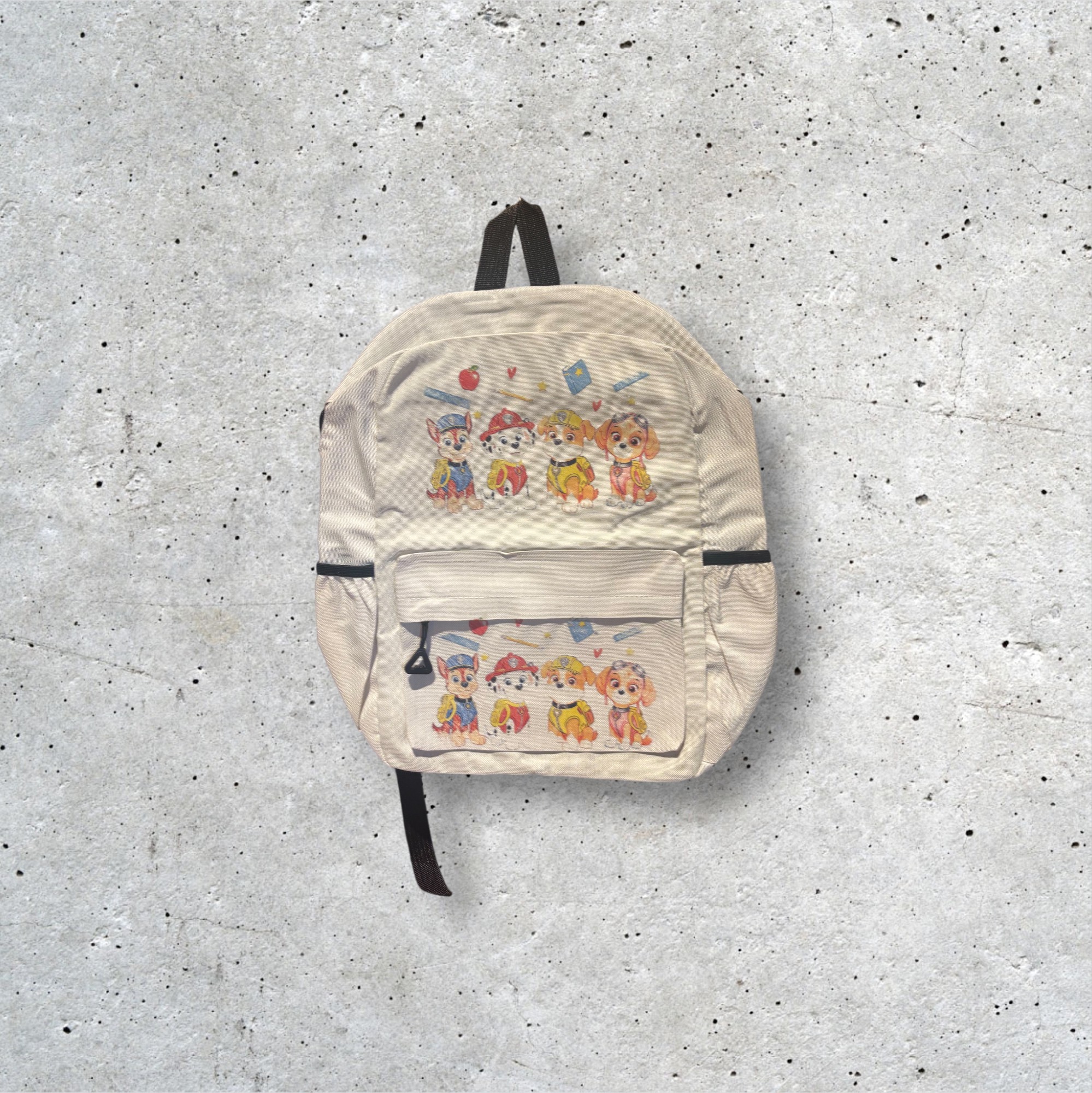 Beige Cartoon Printed Backpack