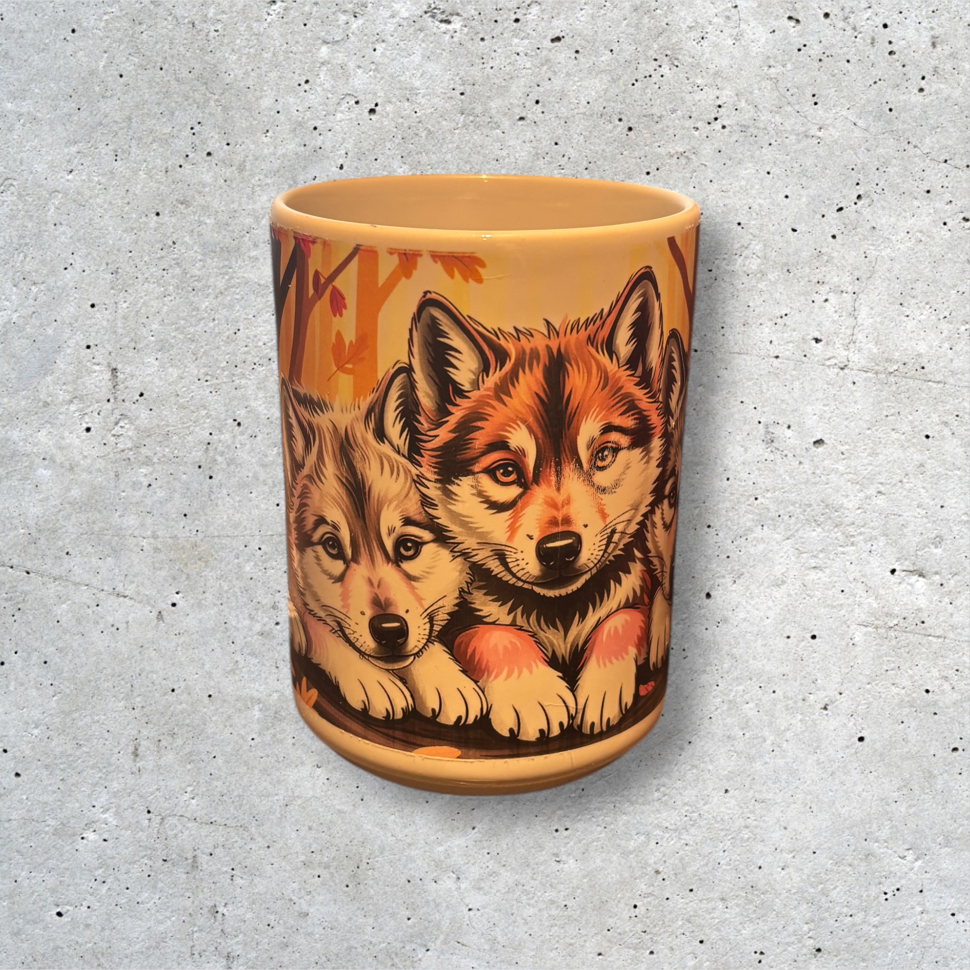 Ceramic Mug with Puppy Illustration