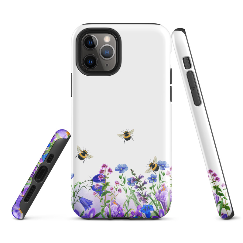 Floral Bee Pattern Tough Case for iPhone®