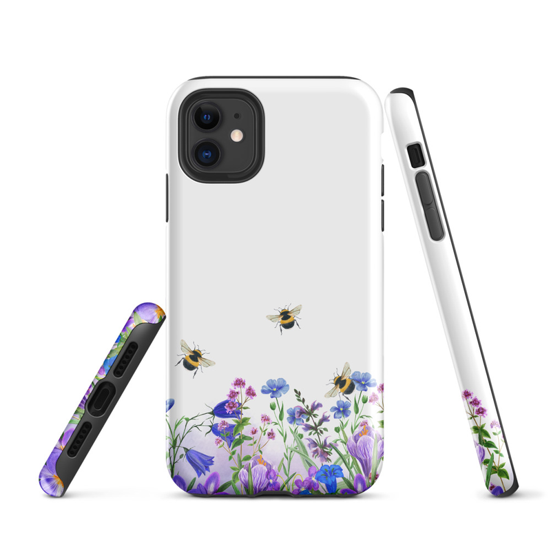 Floral Bee Pattern Tough Case for iPhone®