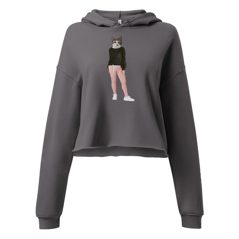 Women Cat Character Cropped Hoodie