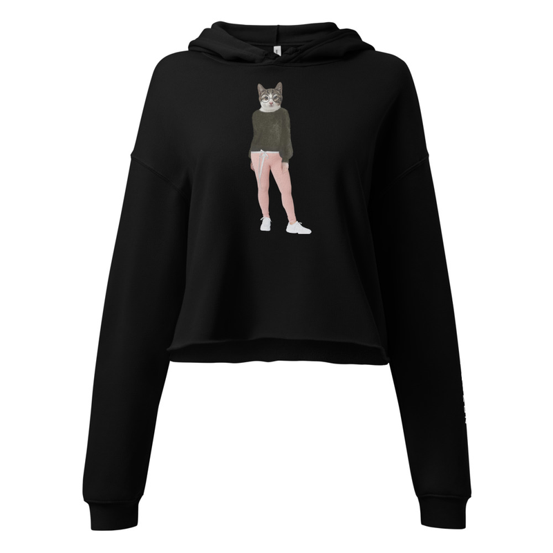 Women Cat Character Cropped Hoodie
