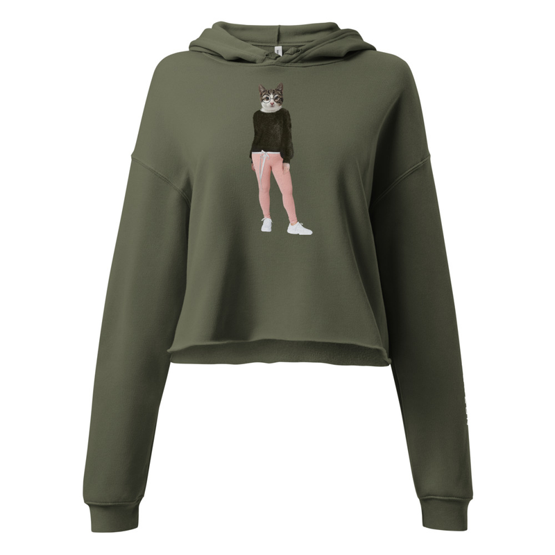 Women Cat Character Cropped Hoodie