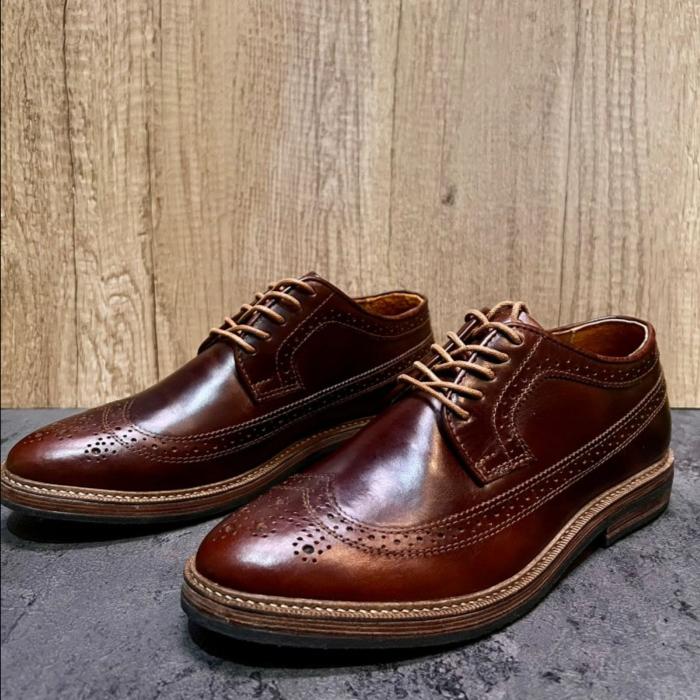 Amarasi Cokelat sepatu kulit dengan shell cordovan