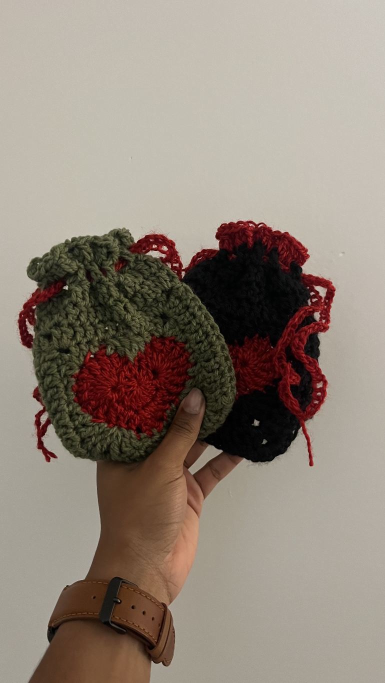 Handmade Crochet Heart Pouches