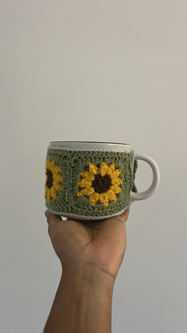Crocheted Sunflower Mug Cozy