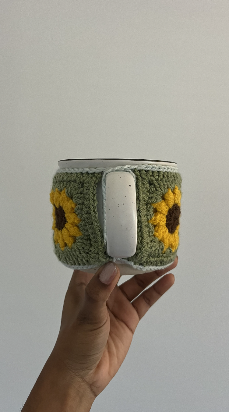 Crocheted Sunflower Mug Cozy