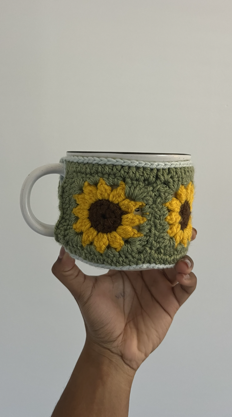 Crocheted Sunflower Mug Cozy