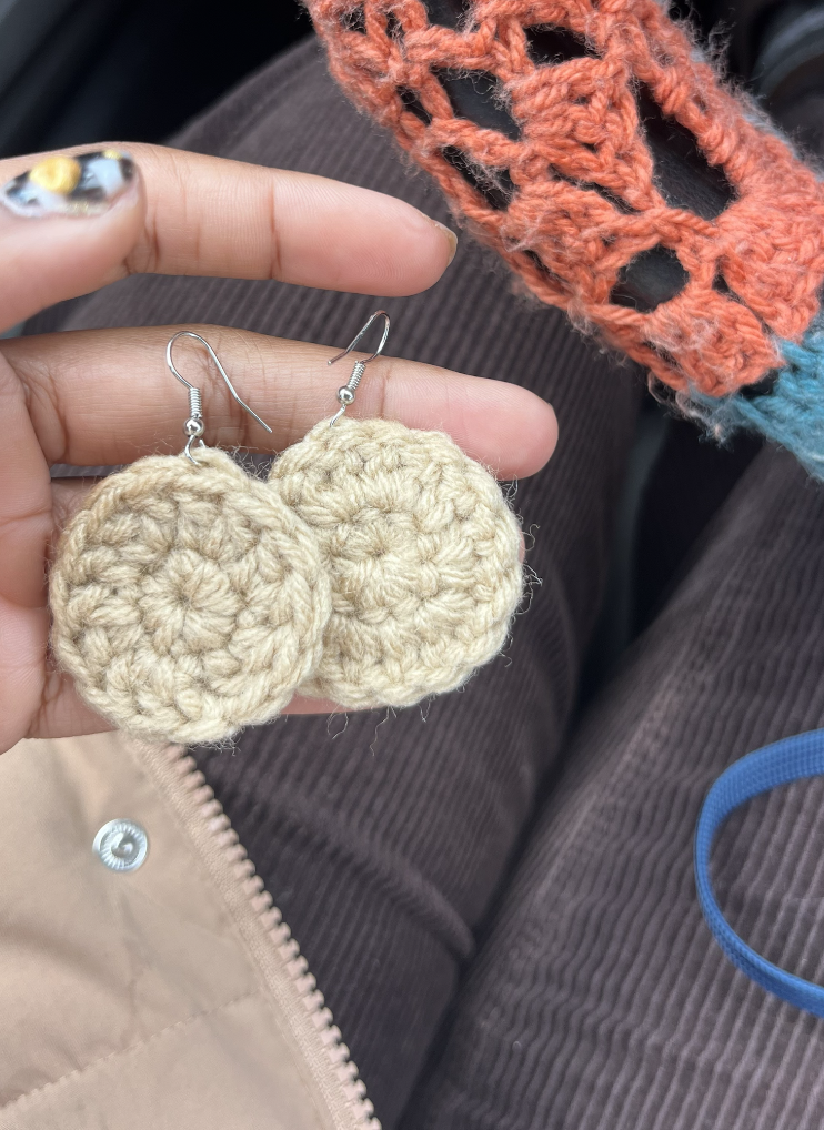 Crochet Circle "Basket" Earrings